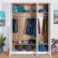 Drehtürenschrank / Kleiderschrank Lotofaga 15, Farbe: Weiß / Walnuss - 227 x 181 x 59 cm (H x B x T)