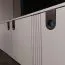 Wohnzimmer Komplett - Set A Aufaga | 6-teilig | Farbe: Kaschmir | dekorative Relief-Streifen | Soft Close System | Metallbeine