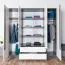 Kleiderschrank / Drehtürenschrank Sousse 01, Farbe: Grau / Weiß - 202 x 200 x 57 cm (H x B x T)