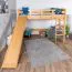 Hochbett mit Rutsche 80 x 190 cm, Buche Massivholz Natur lackiert, umbaubar in ein Einzelbett, "Easy Premium Line" K30/n