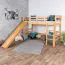 Hochbett mit Rutsche 80 x 190 cm, Buche Massivholz Natur lackiert, umbaubar in ein Einzelbett, "Easy Premium Line" K30/n