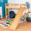 Hochbett mit Rutsche 90 x 200 cm, Buche Massivholz Natur lackiert, umbaubar, "Easy Premium Line" K30/n