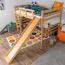 Großes Hochbett mit Rutsche 160 x 200 cm, Buche Massivholz Natur lackiert, umbaubar in ein Einzelbett, "Easy Premium Line" K31/n