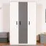 Jugendzimmer - Drehtürenschrank / Kleiderschrank Sallingsund 02, Farbe: Eiche / Weiß / Anthrazit - Abmessungen: 191 x 120 x 51 cm (H x B x T), mit 3 Türen und 5 Fächern
