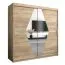 Schiebetürenschrank / Kleiderschrank Alphubel 05 mit Spiegel, Farbe: Eiche Sonoma - Abmessungen: 200 x 200 x 62 cm ( H x B x T)