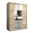 Schiebetürenschrank / Kleiderschrank Robinyera 03 mit Spiegel, Farbe: Eiche Sonoma - Abmessungen: 200 x 150 x 62 cm ( H x B x T)