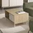 Wohnzimmer Komplett - Set B Tamino | 5-teilig | mit hellen Design | Farbe: Eiche / Kaschmir | ABS-Kantenschutz | 1 Vitrine | 1 TV-Unterschrank | 1 Highboard | 1 Couchtisch | 1 Esstisch