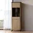 Vitrine mit modernem Design | 63 x 36,5 x 182 cm | Eiche Cremona / Schwarzer Marmor | 4 Fächer | 2 Türen | Metallgriffe | ABS-Kantenschutz | für Wohnzimmer
