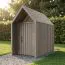 Gartenhütte im skandinavischen Design | Dreieckfenster | Außenmaße: 162,4 x 285,7 cm | Grau-Beige | Grundfläche: 4,64 m² | Satteldach | Malmö 16