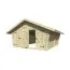 Holzschuppen / Gerätehaus aus Kiefernholz, Satteldach, 40 mm Blockbohlenhaus, inkl. Fußboden, Doppeltür, gehobelt, Lüftungslücken zwischen Wandbrettern, Grundfläche: 17,47 m², Außenmaße: 418 x 418 cm