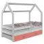 Bettrahmen für Kinder / Kinderbett mit Rausfallschutz 80 x 160 cm | Massivholz: Kiefer | Weiß Lackiert | inkl. Schublade und Lattenrost Abbildung
