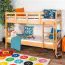 Massivholz Etagenbett für Kinder und Jugendliche | Matratzenmaß: 90 x 190 cm | Natur Lackiert | umbaubar in 2 Einzelbetten | Premium-Qualität | inkl. Rollroste Abbildung