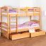 Funktions-Etagenbett 90 x 200 cm mit 2 Schubladen als Stauraum | Massivholz: Buche | Natur Lackiert | umbaubar in zwei Einzelbetten | Premium-Qualität | inkl. Rollroste Abbildung