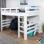 Hochbett 120 x 190 cm | Massivholz: Buche | Weiß Lackiert | umbaubar in Einzelbett | Premium-Qualität | inkl. Rollrost Abbildung