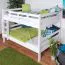 Massivholz Etagenbett für Kinder und Jugendliche | Matratzenmaß: 140 x 200 cm | Weiß Lackiert | umbaubar in 2 Einzelbetten | Premium-Qualität | inkl. Rollroste Abbildung