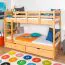 Massivholz Stockbett für Kinder und Jugendliche | inkl. 2 Schubladen | Matratzenmaß: 90 x 200 cm | Natur Lackiert | umbaubar in 2 Einzelbetten | Premium-Qualität | inkl. Rollroste Abbildung