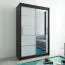 120 cm breiter Kleiderschrank mit 5 Fächern und 2 Türen | Farbe: Weiß / Schwarz Abbildung