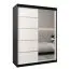 120 cm breiter Kleiderschrank mit 5 Fächern und 2 Türen | Farbe: Weiß / Schwarz Abbildung