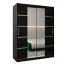 150 cm breiter Kleiderschrank mit 2 Türen | 5 Fächer | Farbe: Schwarz Abbildung