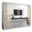 Großer 250 cm breiter Kleiderschrank mit 3 Türen | 10 Fächer | Farbe: Sonoma Eiche / Weiß Abbildung