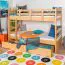 Kinderetagenbett inkl. Stauraum (2 Schubladen) | 90 x 200 cm | Massivholz: Buche | Natur Lackiert | umbaubar in 2 Einzelbetten | Premium-Qualität | inkl. Rollroste Abbildung