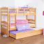 Jugendetagenbett 90 x 200 cm + Bettkasten/Stauraum/Ausziehbett | Massivholz: Buche | Natur Lackiert | umbaubar/teilbar in 2 Einzelbetten | inkl. Rollroste Abbildung