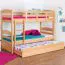 90 x 200 cm Kinderetagenbett inkl. Bettkasten als 3. Liegefläche | Massivholz: Buche | Natur Lackiert | umbaubar in 2 Einzelbetten | Bettkasten als Stauraum oder Liegefläche | inkl. Rollroste Abbildung