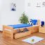90 x 200 cm Kinderbett | inkl. Stauraum / 2 Schubladen | Massivholz: Buche | Natur Lackiert | inkl. Lattenrost Abbildung
