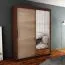 150 cm breiter Schiebetürenschrank mit 2 Türen | 5 Fächer | 2 Kleiderstangen | Farbe: Schwarz Abbildung