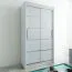 120 cm breiter Schiebetürenschrank mit 2 Türen | 5 Fächer | 2 Kleiderstangen | Farbe: Weiß Abbildung