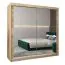 200 cm breiter Schiebetürenschrank mit 2 Türen | 10 Fächer | 2 Kleiderstangen | Farbe: Sonoma Eiche Abbildung