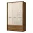 137 cm breiter Kleiderschrank mit 3 Türen, 2 Fächern und 2 Schubladen | Farbe: Beige | Tiefe: 56 cm Abbildung
