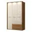 137 cm breiter Kleiderschrank mit 3 Türen, 4 Fächern und 2 Schubladen | Farbe: Beige | Tiefe: 56 cm Abbildung