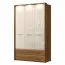 137 cm breiter Kleiderschrank mit 3 Türen, 2 Fächern und 2 Schubladen | Farbe: Beige | Tiefe: 56 cm Abbildung