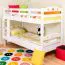 Etagenbett für Kinder 90 x 200 cm | Massivholz: Buche | Weiß Lackiert | umbaubar in 2 Einzelbetten | inkl. Rollroste Abbildung