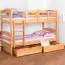 90 x 200 cm Stockbett mit Stauraum / 2 Schubladen für Kinder Massivholz: Buche | Natur Lackiert | umbaubar in 2 Einzelbetten | Premium-Qualität | inkl. Rollroste Abbildung