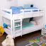 Stockbett für Kinder 120 x 200 cm | Massivholz: Buche | Weiß Lackiert | umbaubar in 2 Einzelbetten | inkl. Rollroste Abbildung