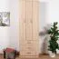 Kleiderschrank | 2 Drehtüren | 3 Schubladen | 1 Fach | mit Kleiderstange | 75 cm breit | Farbe: Braun Abbildung