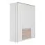 195 cm breiter Kleiderschrank mit 4 Türen, 5 Fächern und 3 Schubladen | Farbe: Eiche / Weiß | Tiefe: 56 cm Abbildung