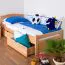 Bettrahmen für Kinder / Kinderbett 90 x 200 cm | Massivholz: Buche | Natur Lackiert | inkl. 2 Schubladen und Lattenrost | besonders hohe Qualität Abbildung