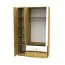 120 cm breiter Kleiderschrank mit 3 Türen, 6 Fächern und 2 Schubladen | Farbe: Eiche | Tiefe: 50 cm Abbildung