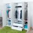 Kleiderschrank | 5 Drehtüren | 2 Schubladen | 7 Fächer | mit 3 Kleiderstangen | 232 cm breit | Farbe: Weiß Abbildung