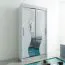 100 cm breiter Schiebetürenschrank mit 2 Türen | 5 Fächer | 2 Kleiderstangen | Farbe: Weiß Abbildung