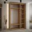 1,5 Meter breiter Kleiderschrank Mina in Eiche mit Schiebetüren, Lamellen aus Kunststoff, viel Stauraum, moderne Optik, platzsparend, Anti Staubbürsten