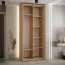 Eichenfarbener Kleiderschrank Mina mit großem Spiegel, Metallgriff in schwarz, Anti Staubbürsten, auch für Wohnzimmer geeignet, 235,2 x 100 x 60 cm