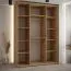 Kleiderschrank Mina mit Schiebetüren und Spiegel, Eiche/Schwarz, viel Stauraum, auch für Wohnzimmer geeignet, Anti Staubbürsten, 235,2 x 180 x 60 cm