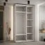 Schiebetürenschrank Mina in Weiß/Eiche, Front aus laminierter Platte, 235,2 x 130 x 60 cm, Anti Staubbürsten, Metallgriffe in schwarz, robust