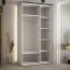 Weißer Schiebetürenschrank Mina mit Spiegel, Schwarzer Metallgriff, viel Stauraum, platzsparend, auch für Wohnzimmer geeignet, 235,2 x 130 x 60 cm