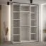 Kleiderschrank Mina mit Schiebetüren in Weiß/Schwarz gehalten, moderne Optik, viel Stauraum, Lamellen in Eiche, Anti Staubbürsten, 235,2 x 170 x 60 cm