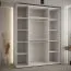 Weißer Schiebetürenschrank Mina, Schwarze Lamellen und Schwarzer Stahlgriff, viel Stauraum, platzsparend, 235,2 x 190 x 60 cm, moderne Optik